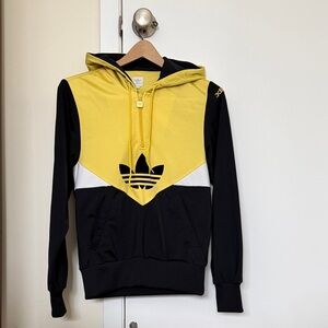 adidas Black and Yellow Trefoil Pullover Hoodie